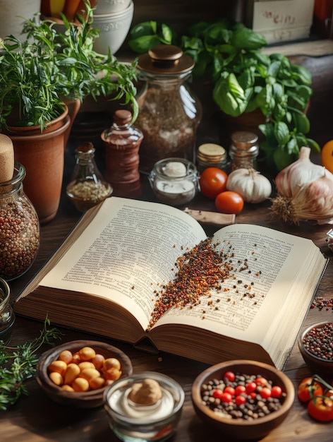 Cookbook and herbs